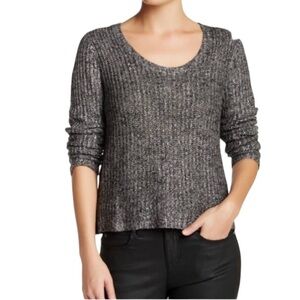 Eileen Fisher linen ash gray shimmer scoop neck sweater excellent condition